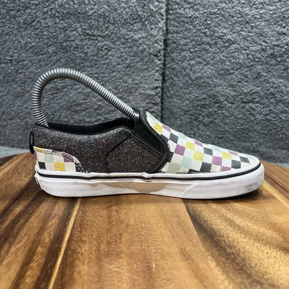 Vans Classic Slip On Glitter‎ Checkerboard Fairy Multicolor Size 3 Kids